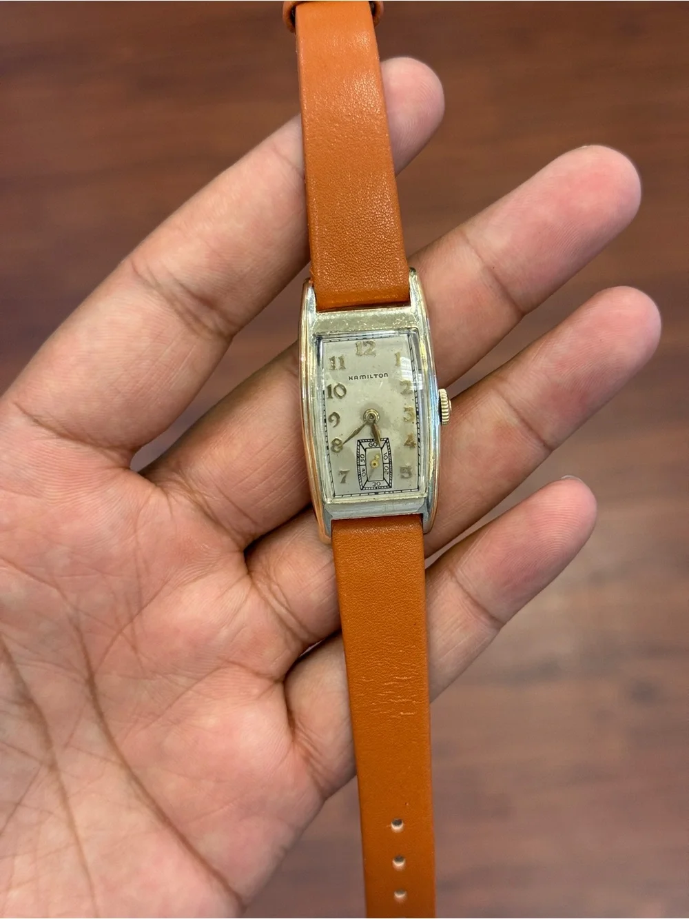 HAMILTON MENS 1940s CURVEX MECHANICAL 14k GOLD FILLED ART DECO WRISTWATCH